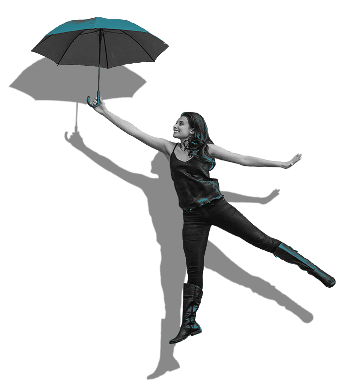 flying girl with umbrella
